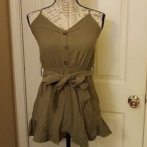 Ruffle Hem belted cami playsuit